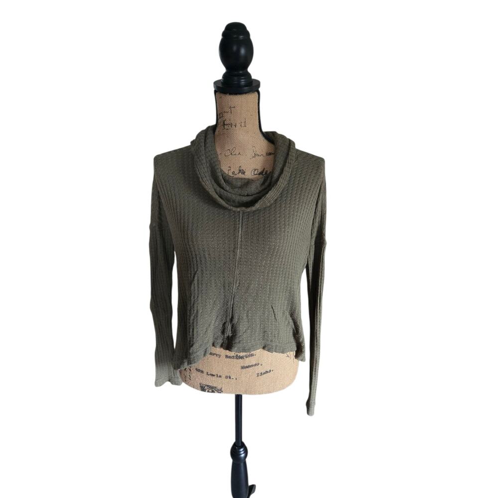 Lucky brand forest green lightweight cowl neck sweater, size extra small